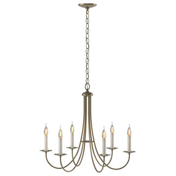 Simple Sweep 6 Arm Chandelier, Soft Gold Finish