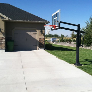 Justin T's Pro Dunk Silver Basketball System on a 50x50 in Rexburg, ID
