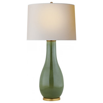 Orson Table Lamp, 1-Light Balustrade, Shellish Kiwi, Natural Paper Shade, 32.5"H