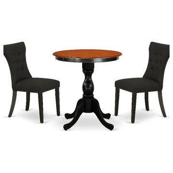 ESGA3-BCH-24 - Wooden Dinner Table and 2 Modern Parson Chairs - Black Finish