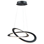 Artcraft Lighting - Wave Small 30W LED Chandelier, Black - The "Wave Collection" is named after its curvy organic design. A perfect addition to any modern to transitional setting. The chandelier is finished in a semi gloss black and is suspended by aircraft type cables. It is illuminated by bright energy saving LED technology. This smaller chandelier has a big brother and also a matching semi flush to match.