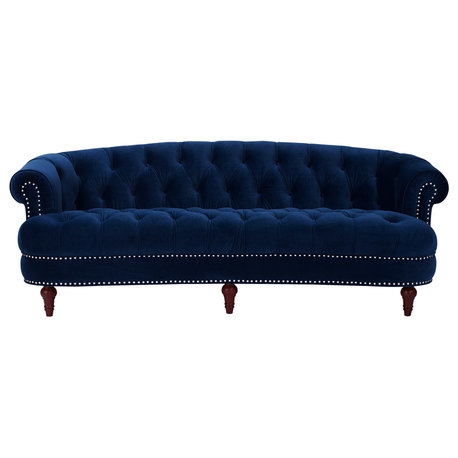 La Rosa Victorian Chesterfield Tufted Sofa, Navy Blue Velvet