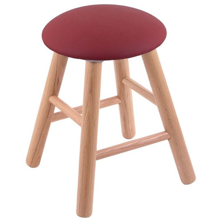 Holland Bar Stool, Oak Round Cushion Vanity Stool, Smooth Legs