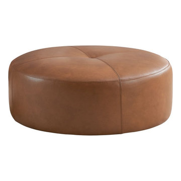 Modern Leather Circle Ottoman