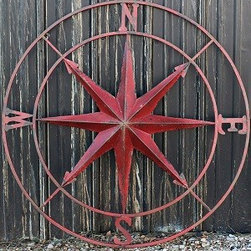 HUGE ROUND METAL COMPASS ROSE WALL PLAQUE - Products