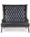 Vince Modern Classic High Back Tufted Black Leather Wood Settee