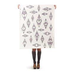 Indian Summer :: Lilac and Charcoal on Cream - Wallpaper