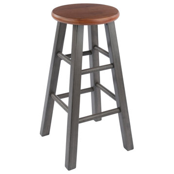 Ivy Counter Stool, Rustic Teak And Gray