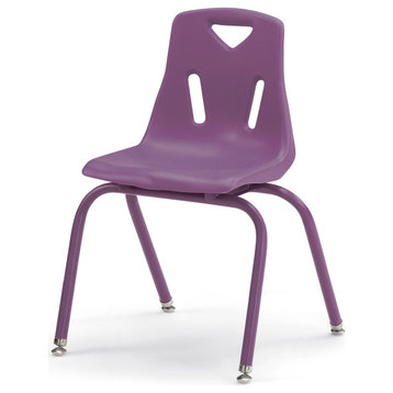 Berries Stacking Chairs with Powder-Coated Legs - 16" Ht - Set of 6 - Purple