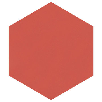 Textile Basic Hex Red Porcelain Floor and Wall Tile