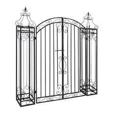 vidaXL Garden Gate 4'x8"x4'5" Wrought Iron Ornamental Outdoor Estate Entryway
