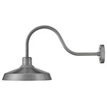 Hinkley - Forge 1-Light Outdoor Light In Antique Brushed Aluminum - Inspired by a lighting industry staple barn light, Forge features a practical outdoor lighting solution to withstand the elements. Whether it is enduring harsh sunrays, extreme cold or continuous salt air, Forge is built to last with an industrial chic flair. The Antique Brushed Aluminum finish is resistant to rust and corrosion with a 5-year warranty.  This light requires 1 , 100W Watt Bulbs (Not Included) UL Certified.