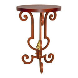 Urn Side Table with Wood Parquetry Top - Side Tables And End Tables