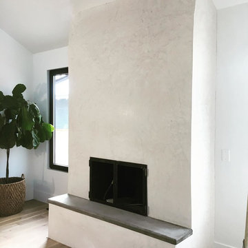 White Polished Lime Fireplace