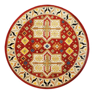 St. Croix Navy Traditions Kashan Wool Rug - 6' x 6' Round