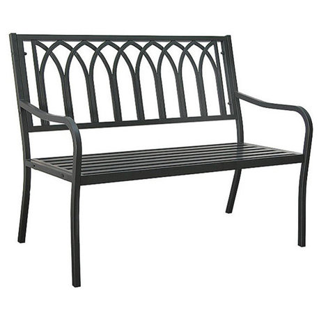Lakeside Steel Bench, Matte Black