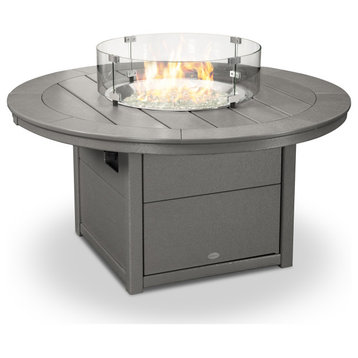 Polywood Round 48" Fire Pit Table, Slate Gray