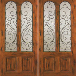 Exterior Double Door, Knotty Alder Twin Lite 2 Panel - Front Doors