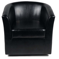 GDF Studio Corley Black Leather Swivel Club Chair