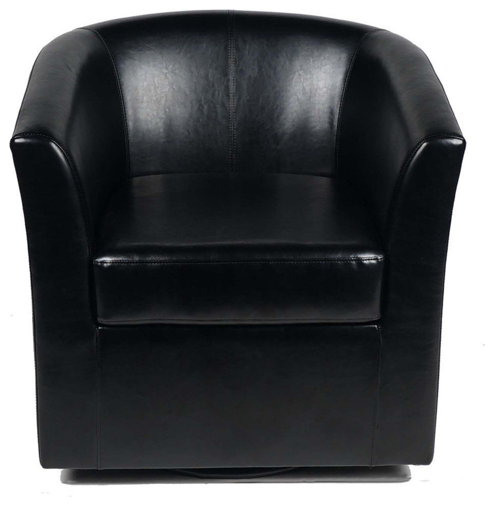 GDF Studio Corley Black Leather Swivel Club Chair