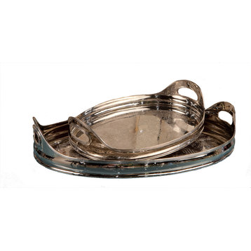 Nickel Etched Oval Tray