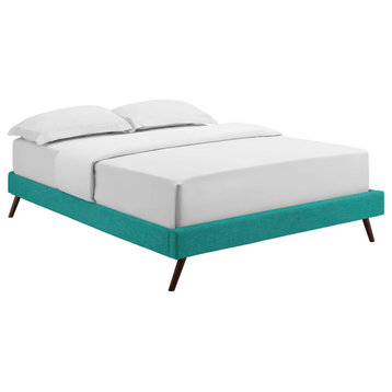 Loryn Full Fabric Bed Frame with Round Splayed Legs Teal