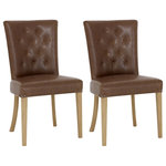 Bentley Designs - Westbury Oak Upholstered Chairs, Tan, Set of 2 - Westbury Rustic Oak Upholstered Chair Tan (Pair) is part of a versatile and stylish dining range beautifully crafted in Rustic Oak. The range offers a variety of tables, chairs and cabinets, featuring bespoke handles, classically styled turned legs and Blum soft-closing drawer runners.