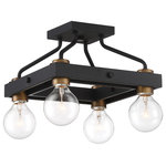 Designers Fountain - Ravella 4 Light Semi-Flushmount, Black - Finished in black and paired with old satin brass accents, Ravella combines modern industrial design with a touch of mid-century flair.
