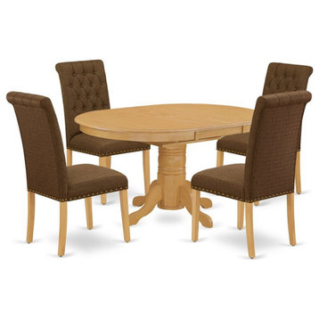 East West Furniture Avon 5-piece Wood Dining Set in Oak/Dark Coffee