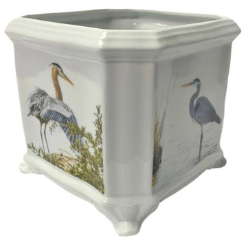 Blue Heron Cachepot Planter