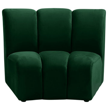 Infinity Channel Tufted Velvet Upholstered Modular Chair, Green, 1 Piece