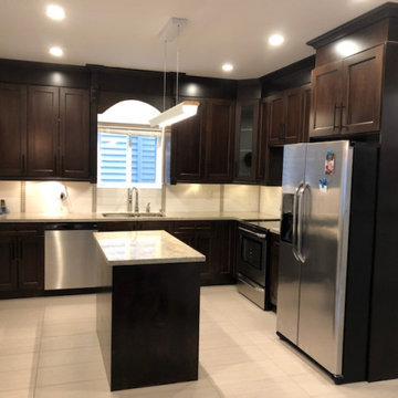 Kitchen Cabinet Refinishing - Before Photo