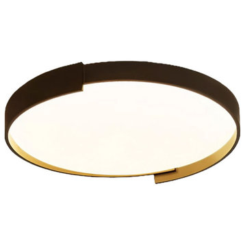 Modern Round LED Ceiling Light for Living Room, Dining Room, Study, White + Gold, Dia15.7xh3.5", Brightness Dimmable
