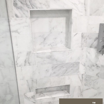 Carrara Marble Shower with Soap Shelving
