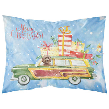 Merry Christmas Brown Cockapoo Fabric Standard Pillowcase
