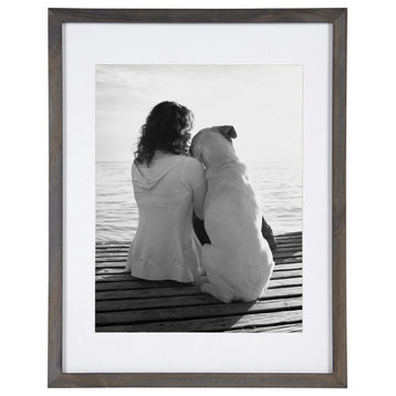 Gallery Wood Picture Frame Set, Gray 14x18 matted to 11x14