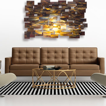 "Cosmos" Glass and Metal Wall Sculpture