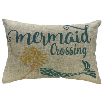 Mermaid Crossing Linen Pillow