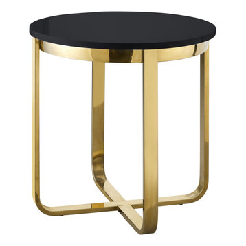 Keala End Table, High Gloss Lacquer Finish Top, Black/Gold