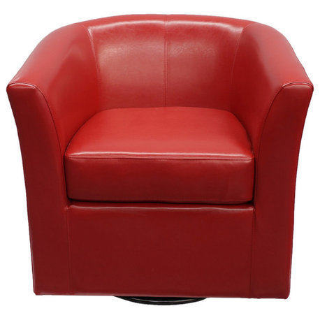 GDF Studio Corley Red Leather Swivel Club Chair