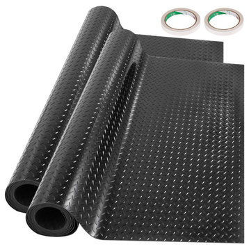 VEVOR Garage Floor Mat Anti-Slide Diamond Mats, Black, 17x3.6 Ft - 2 Pack