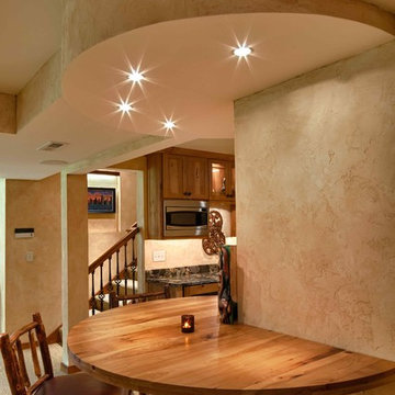 Rustic Lower Level Family Room, Dog Washing Room, and Home Gym