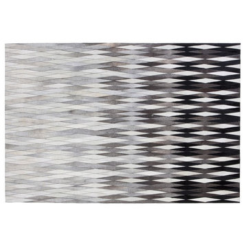 Modern Leather Gray Rug with Pattern, Dynasty Rug by  Linie Design, 5'7"X7'9"