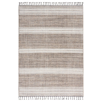 Nourison Asilah Stripes Indoor Rug, Mocha/Ivory, 4' X 6'