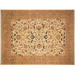 Bareens Designer Rugs - Kafkaz Peshawar Sha Ivory/Orange Area Rug, 12'10"x17'6" - A Persian influenced Turkish hand knotted rug made by skilled artisans capable of creating the most exceptional vegetable dyes and hand-spun New Zealand wool. This gorgeous one of a kind Peshawar Kafkaz handmade rugs is also known as a Chobi Rug. This gorgeous rug is extremely versatile and is famous for its soft pleasing color palette and informal design that works in a myriad of interiors. It has been expertly hand-tied, finished, sun-dried, and can contain up to 1.5 million knots. It takes 4 skilled artisans to hand knot this rug nine to twelve months to complete this piece of art. The invigorating colors and patterns in this rug will give your home an elegant and fresh appearance. While drawing upon the coloring and patterns of antique rugs, contemporary Peshawar pieces incorporate modern design motifs and feature vibrant color tones.Give your room a luxurious look and feel with this beautiful rug with gorgeous color pallete. The intricate design allows this oriental rug to creates a royal ambience in any decor. Hand knotted construction and natural fibers gives this rug soft feel under your feet.
