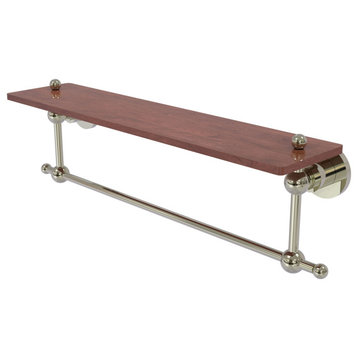 Astor Place 22" Solid Wood Shelf with Towel Bar, Polished Nickel
