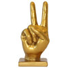 Peace Sign hand sculpture choco color, Gold