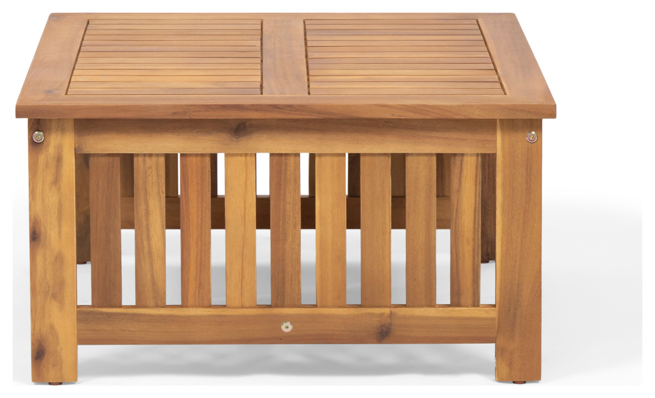 Maud Outdoor 5 Seater Acacia Wood Sofa Sectional Set, Brown Patina, White