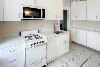 Inspiration for a kitchen remodel in Boston with shaker cabinets