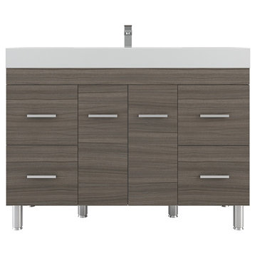 Ripley Collection 48" Single Modern Bathroom Vanity Set, Gray